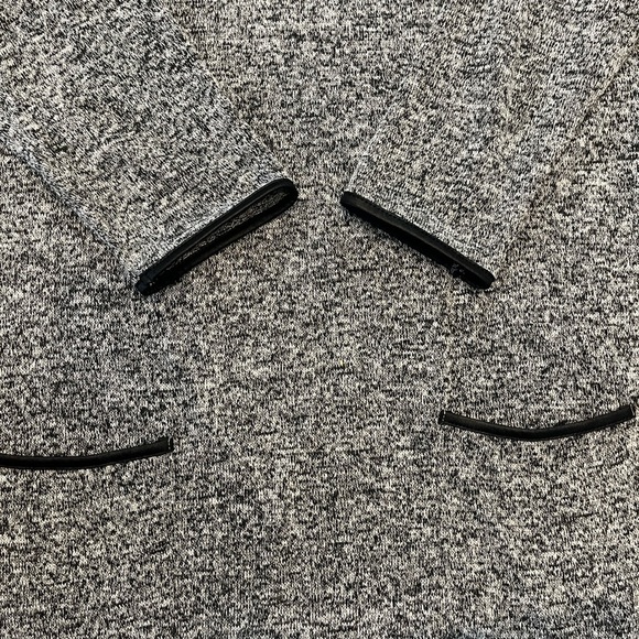 Women’s Quinn Medium 3/4 Sleeve Gray with Faux Leather Black Trim Midi Dress - Picture 9 of 11